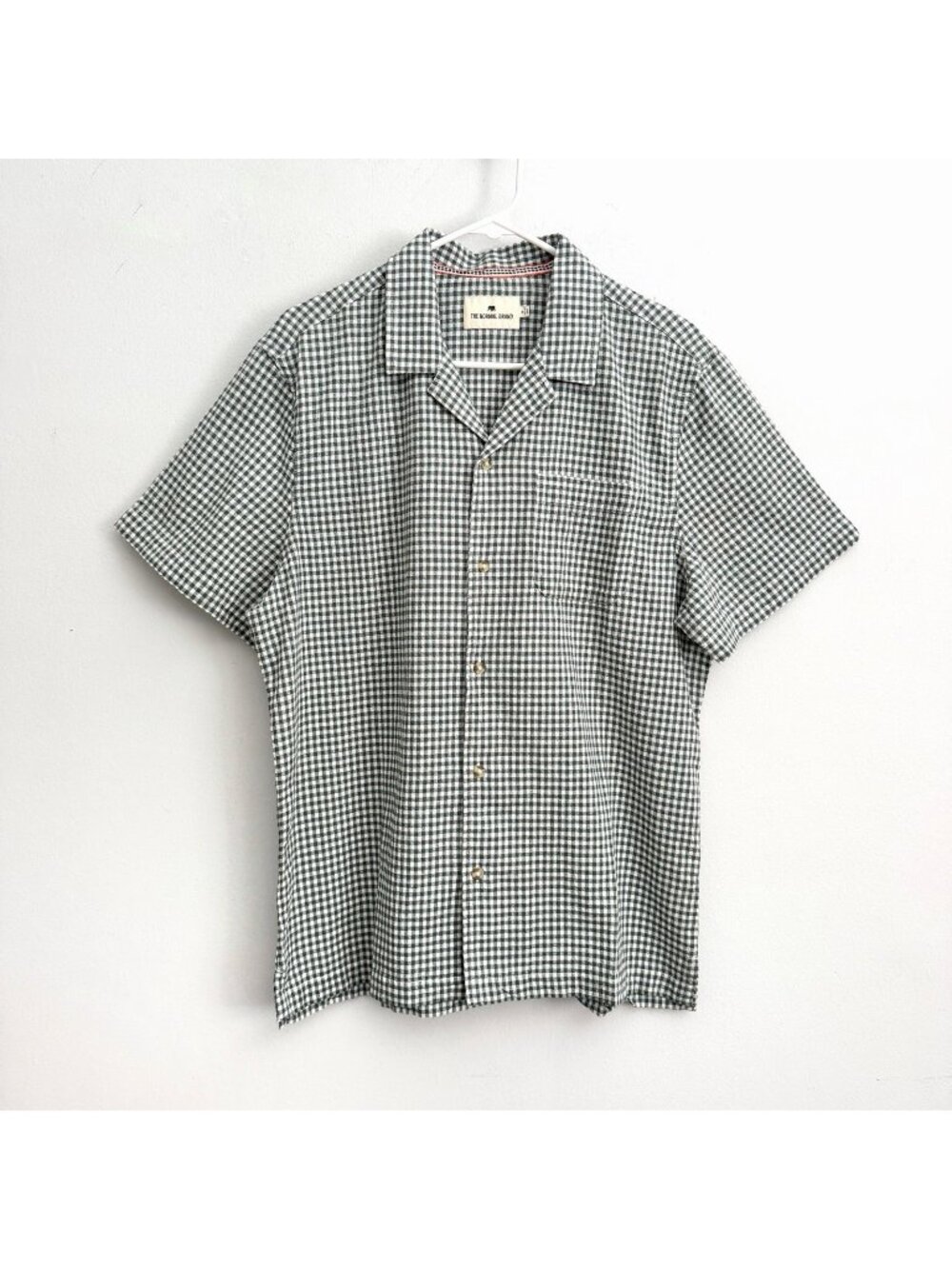 The Normal Brand Short Sleeve Button Front Shirt Green White Checkered Men’s M